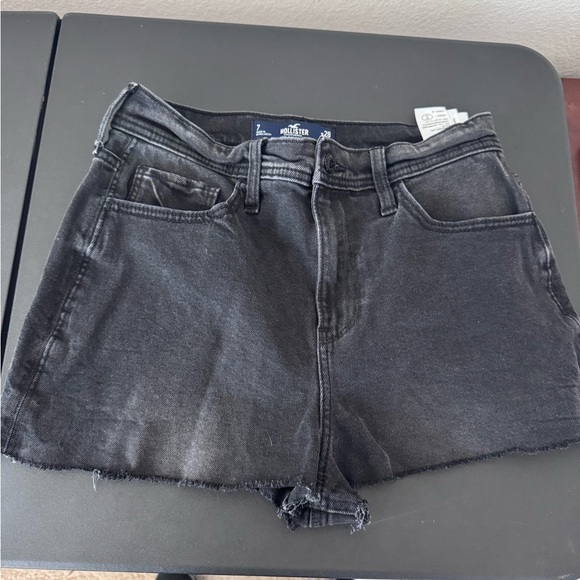 Hollister Pants - Hollister Ultra High Rise Black Dad Denim Cut Off Shorts 7 inch inseam Waist 28